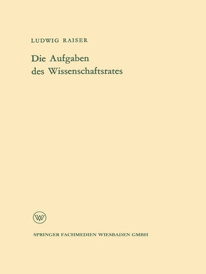 cover image of Die Aufgaben des Wissenschaftsrates
